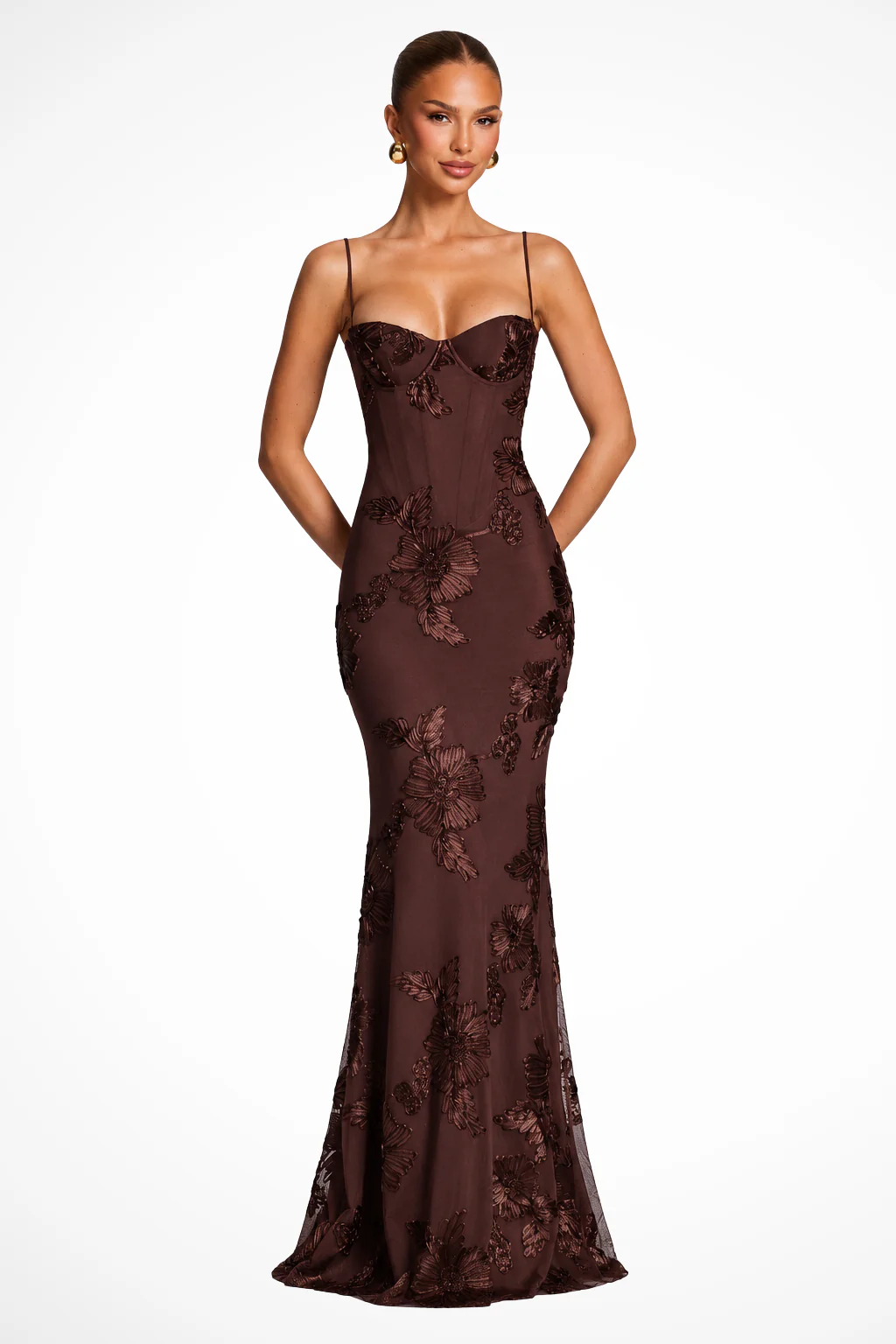 Evangeline | Women Corset Floral Embroidered Wedding Guest Maxi Dress - Image 8