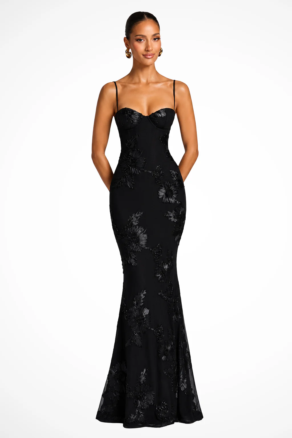 Evangeline | Women Corset Floral Embroidered Wedding Guest Maxi Dress - Image 9