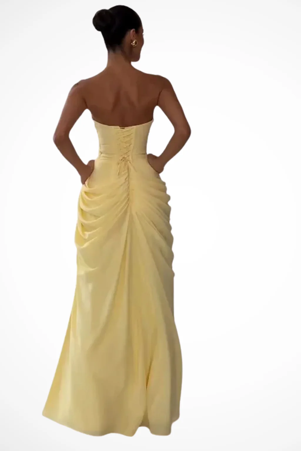 Evangeline | Women Strapless Ruched Slit Summer Wedding Guest Maxi Dress - Image 5