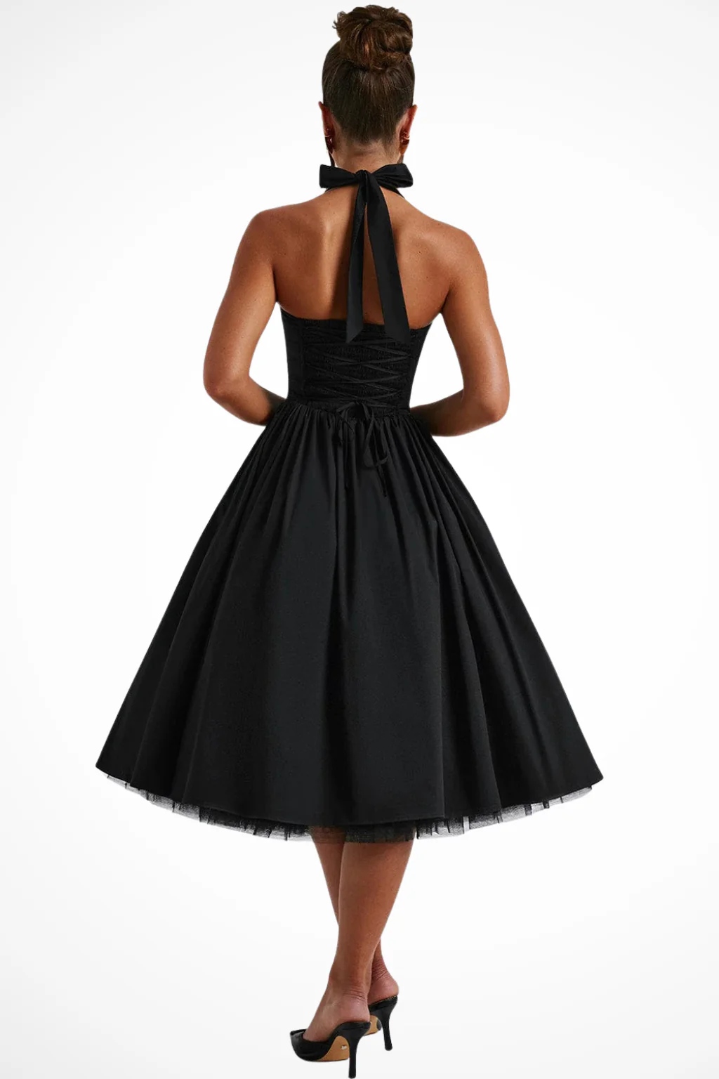 Felicity | Women Halter Neck Flowy Wedding Guest Corset Midi Dress - Image 8