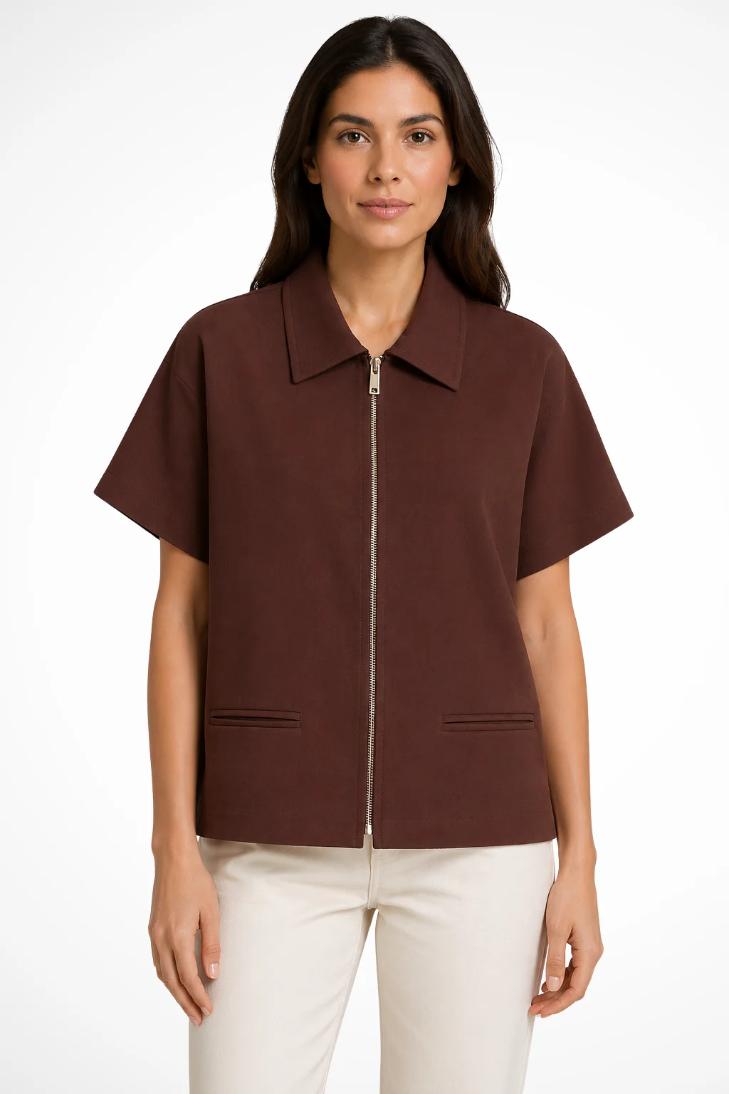 Felicity | Women Short Sleeve Collared Zip Front Cropped Summer Jacket - Image 3