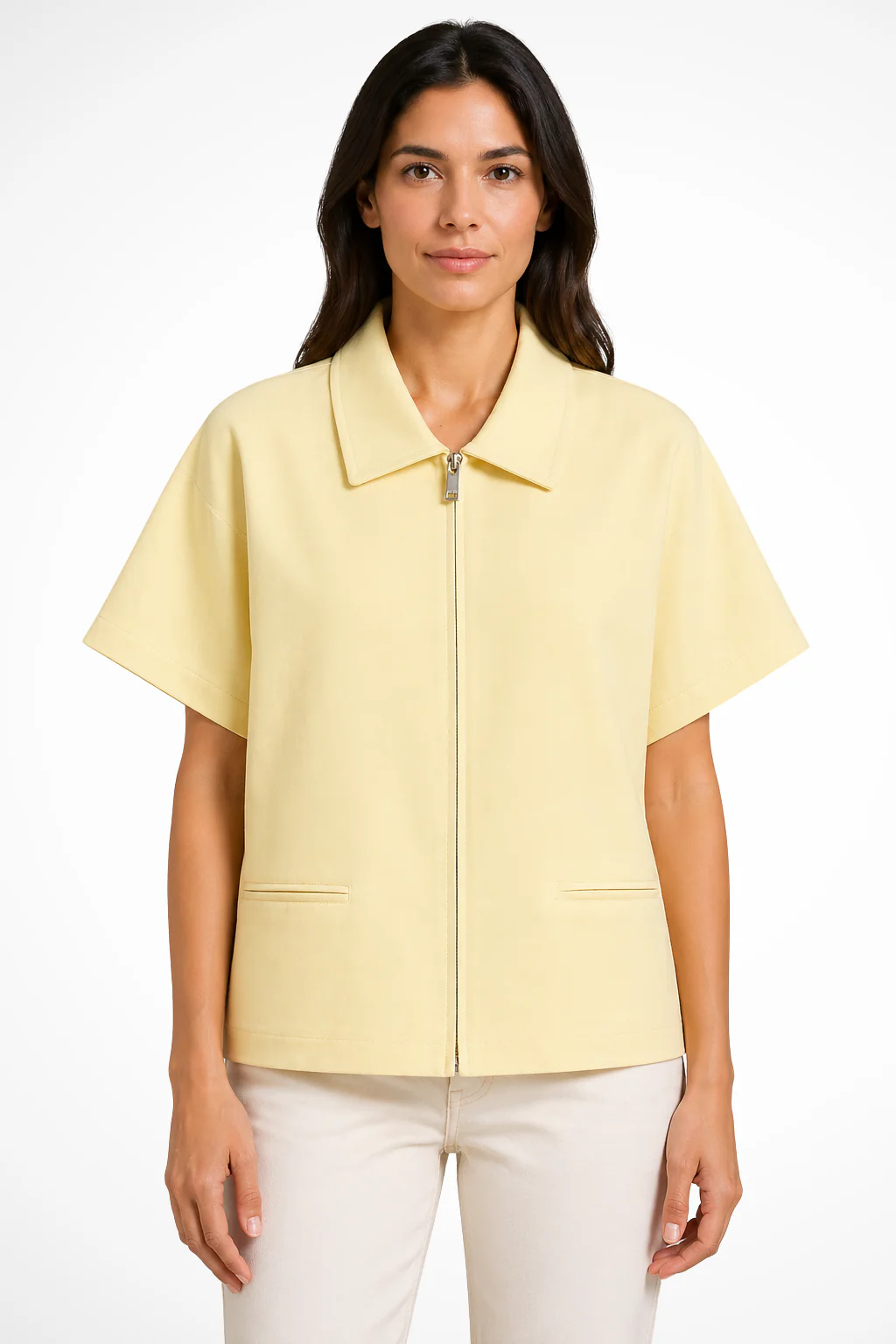 Felicity | Women Short Sleeve Collared Zip Front Cropped Summer Jacket - Image 4