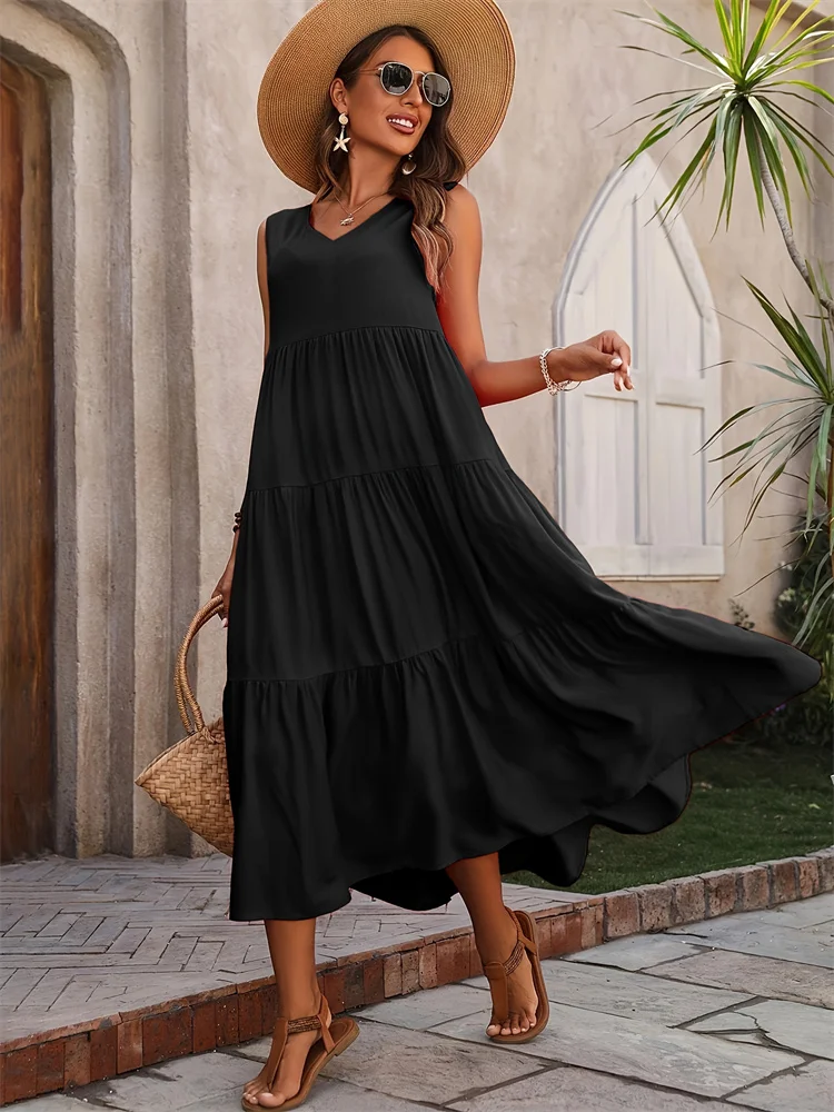 Florence | Women’s Sleeveless Tiered Maxi Summer Dress - Image 10