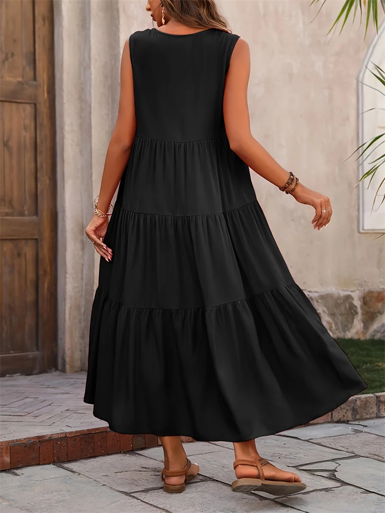 Florence | Women’s Sleeveless Tiered Maxi Summer Dress - Image 11