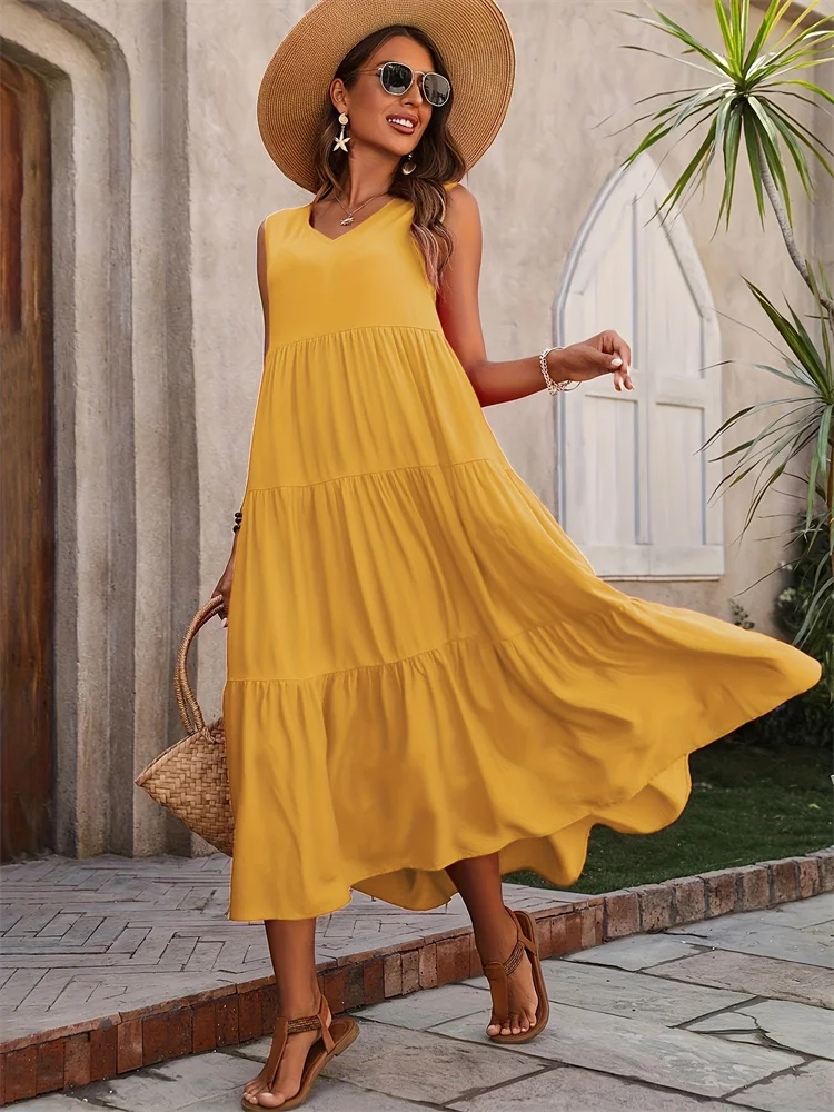 Florence | Women’s Sleeveless Tiered Maxi Summer Dress - Image 13