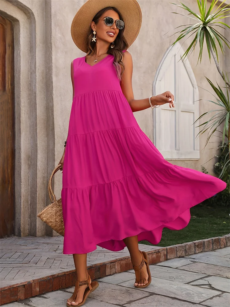 Florence | Women’s Sleeveless Tiered Maxi Summer Dress - Image 15