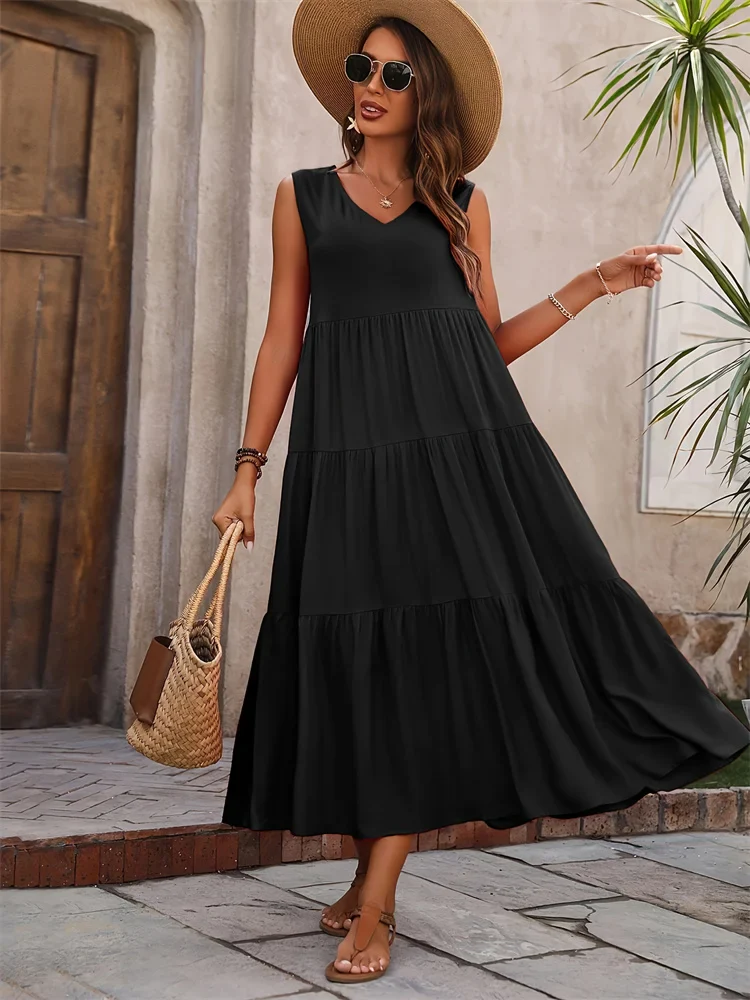 Florence | Women’s Sleeveless Tiered Maxi Summer Dress - Image 16