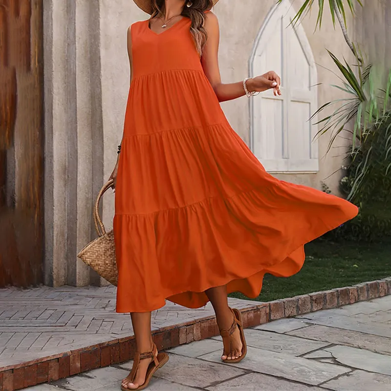 Florence | Women’s Sleeveless Tiered Maxi Summer Dress - Image 6