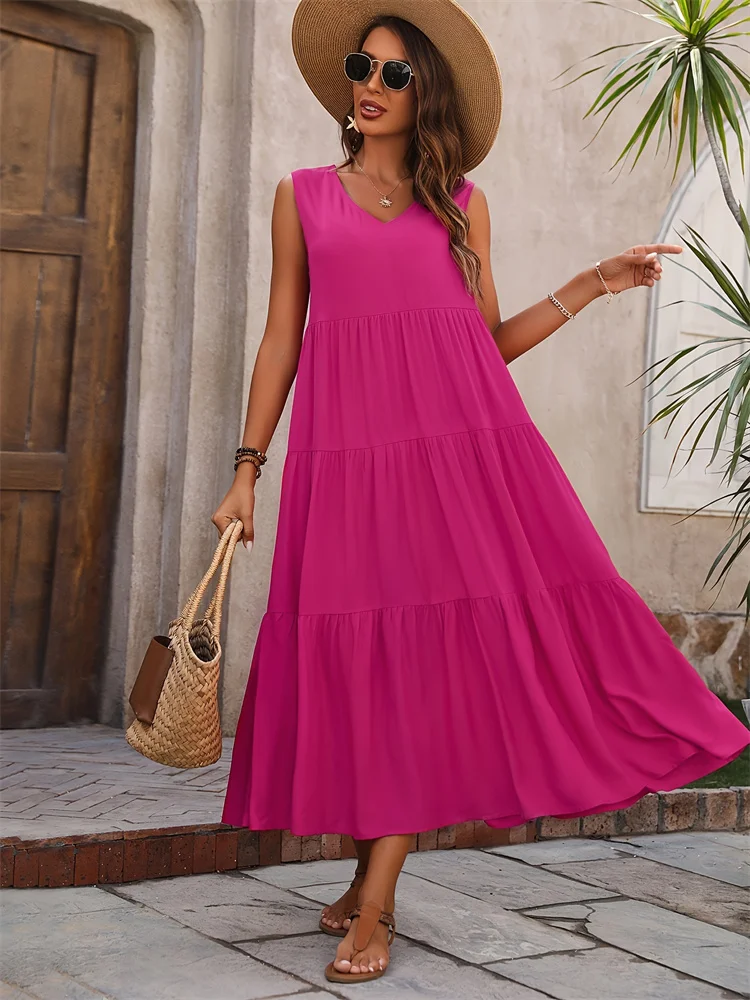 Florence | Women’s Sleeveless Tiered Maxi Summer Dress - Image 8
