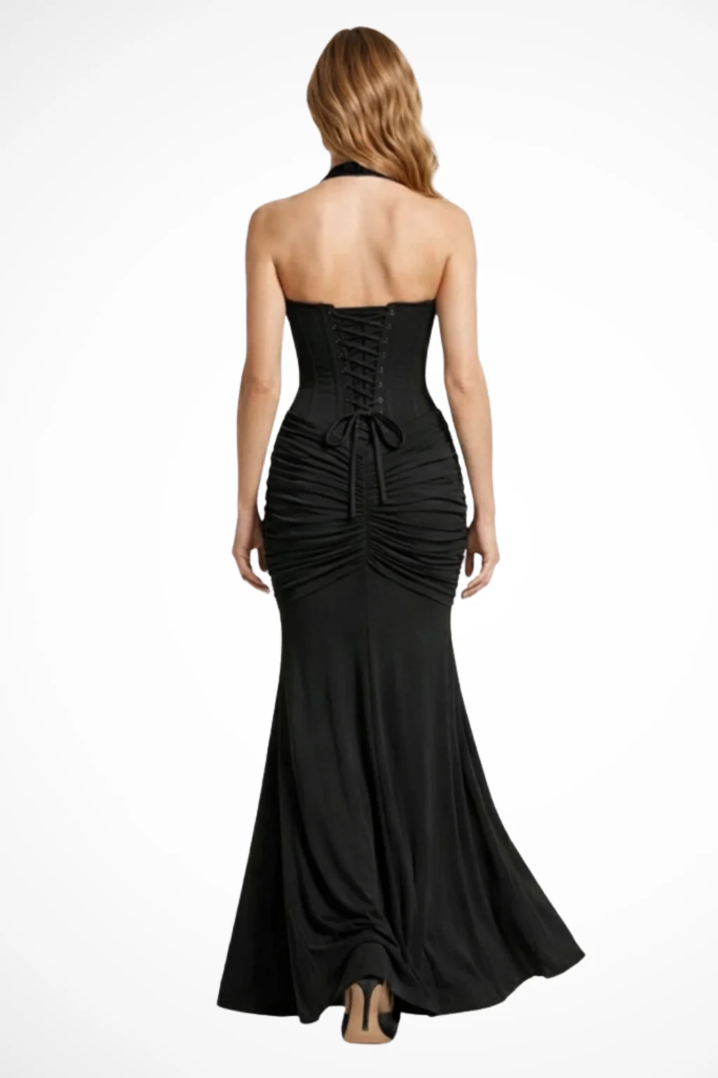 Florentina | Women Halter Neck Ruched Wedding Guest Maxi Dress - Image 6