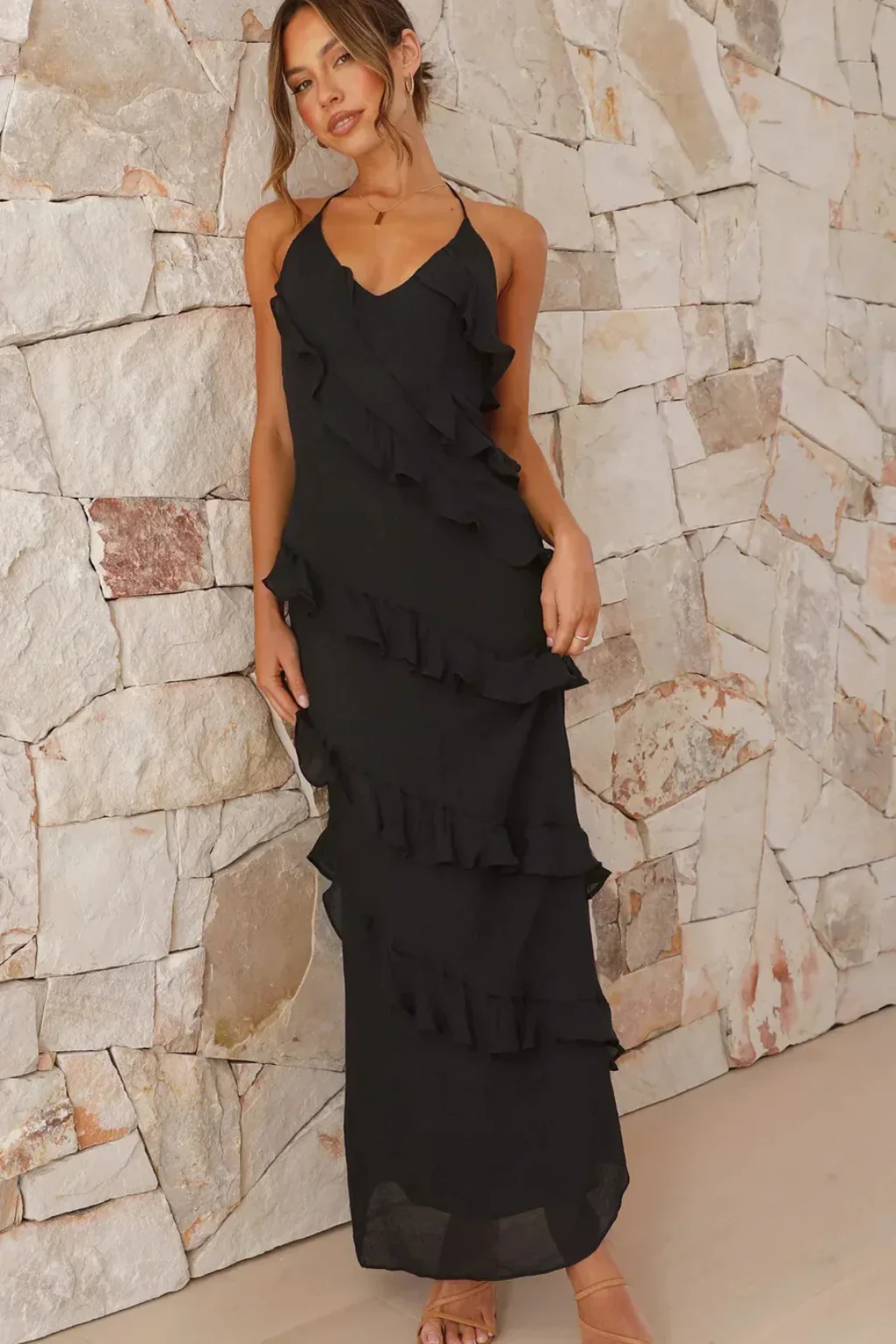 Freya | Women Halter Neck Ruffle Summer Maxi Dress - Image 5