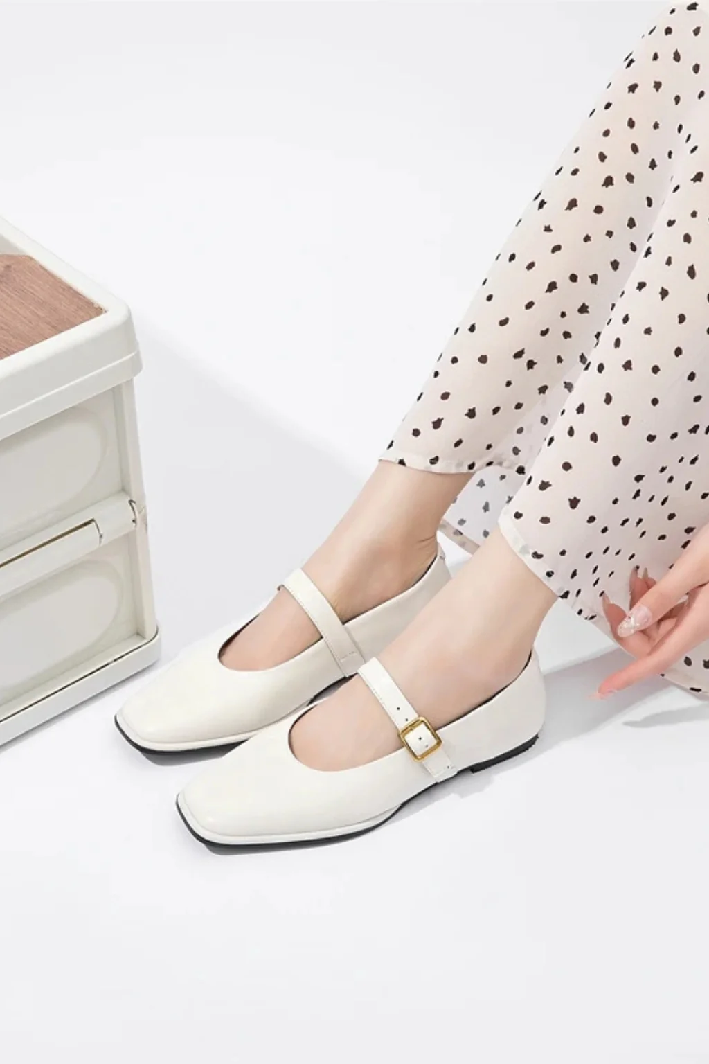 Georgiana | Women Square Toe Buckle Strap Mary Jane Ballet Flats - Image 15