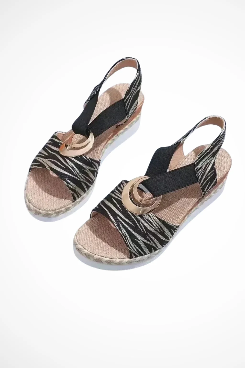 Gwendoline | Women Open Toe Wedge Sandals with Ring Detail - Image 8