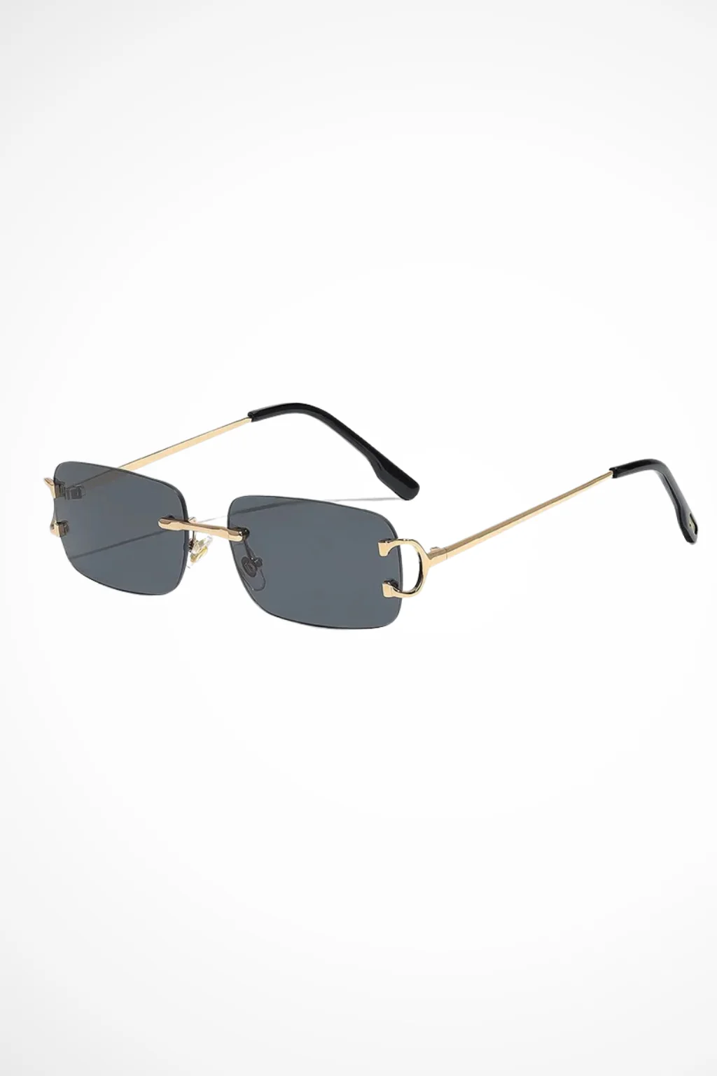 Harlow | Women Rimless Rectangle Tinted Gold Frame Sunglasses - Image 4