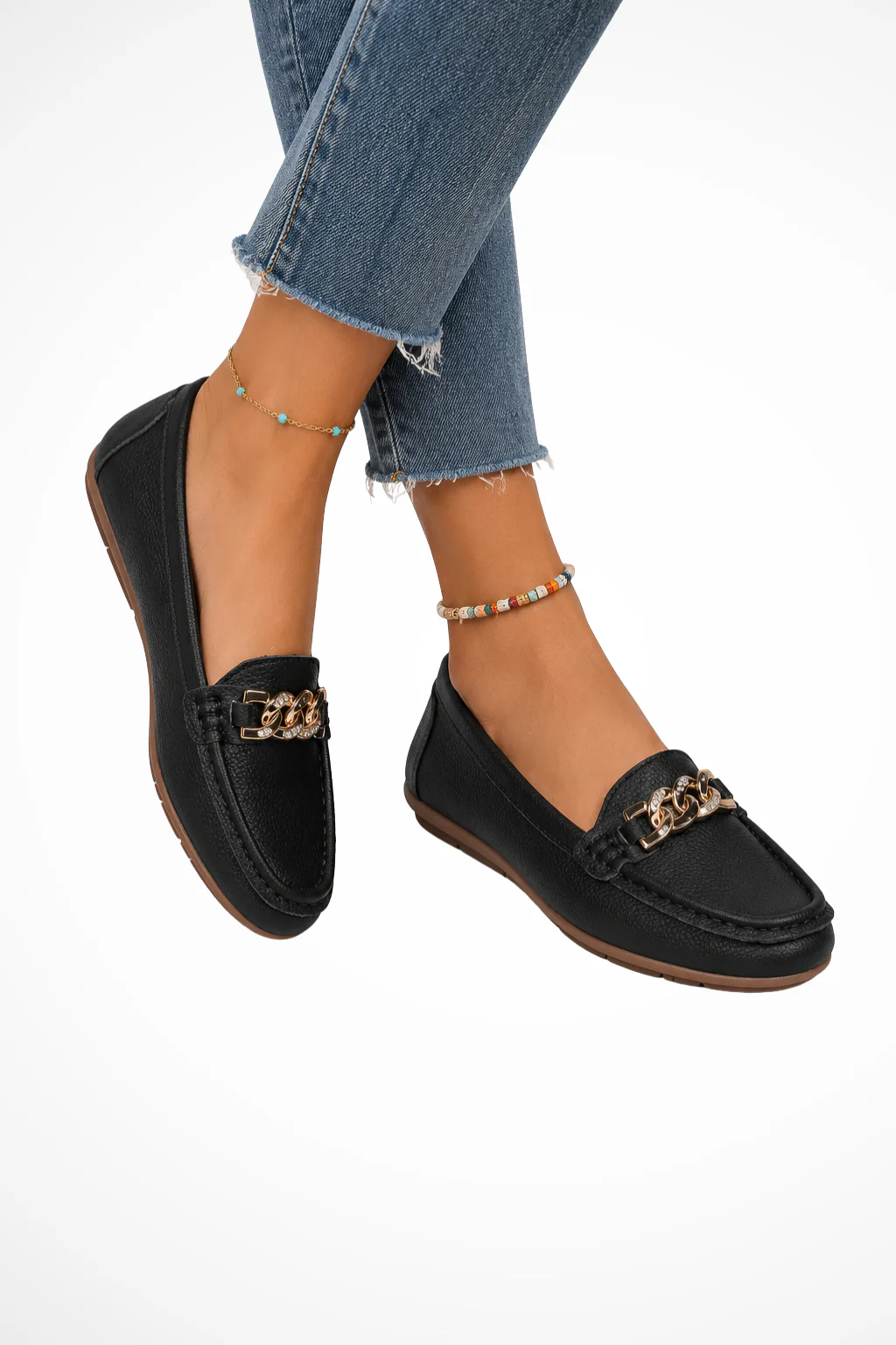 Henrietta | Women Orthopedic Chain Detail Slip On Loafers - Image 5