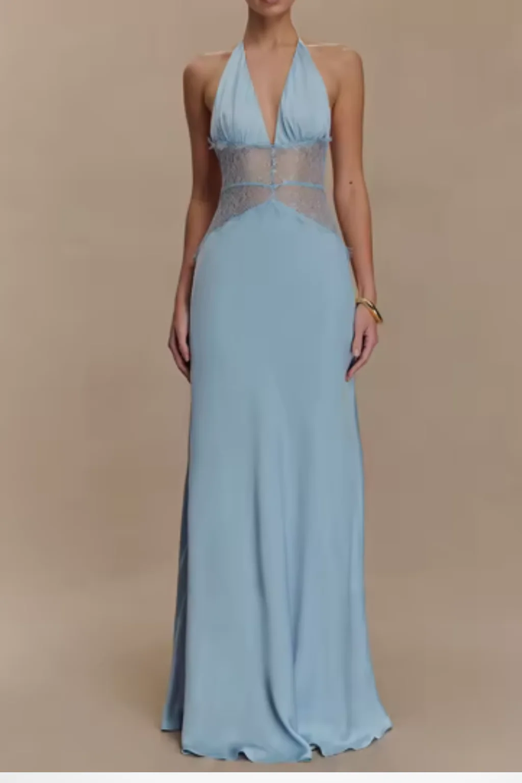Imogen | Women Halter Neck Backless Maxi Wedding Guest Dress - Image 4