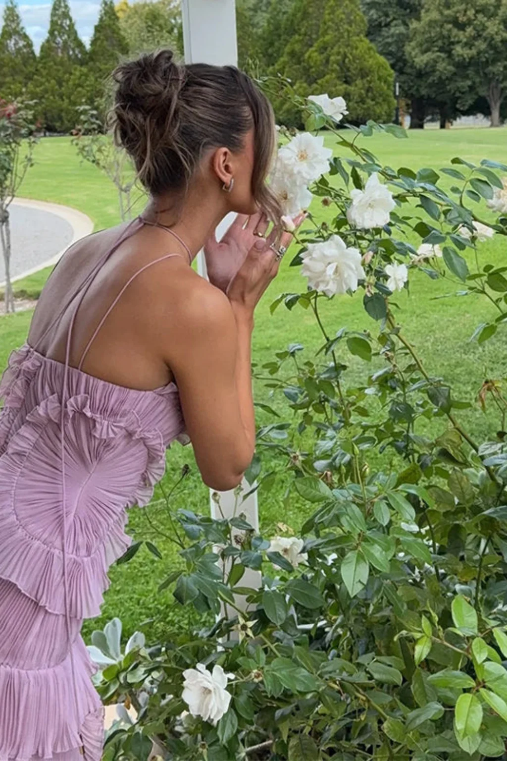 Imogen | Women’s Sleeveless Halter Backless Ruffled Maxi Summer Wedding Guest Dress - Image 10