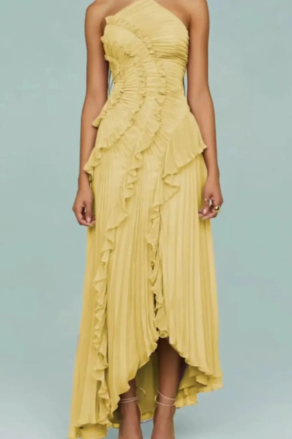Imogen | Women’s Sleeveless Halter Backless Ruffled Maxi Summer Wedding Guest Dress - Image 7