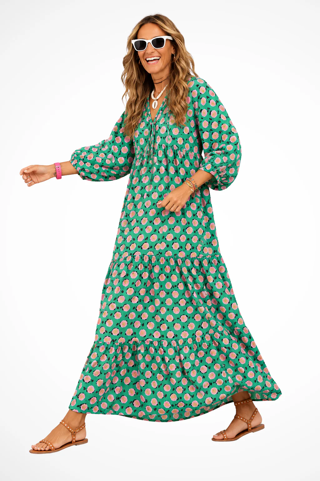 Imogen | Women V Neck Boho Tiered Maxi Summer Dress - Image 3