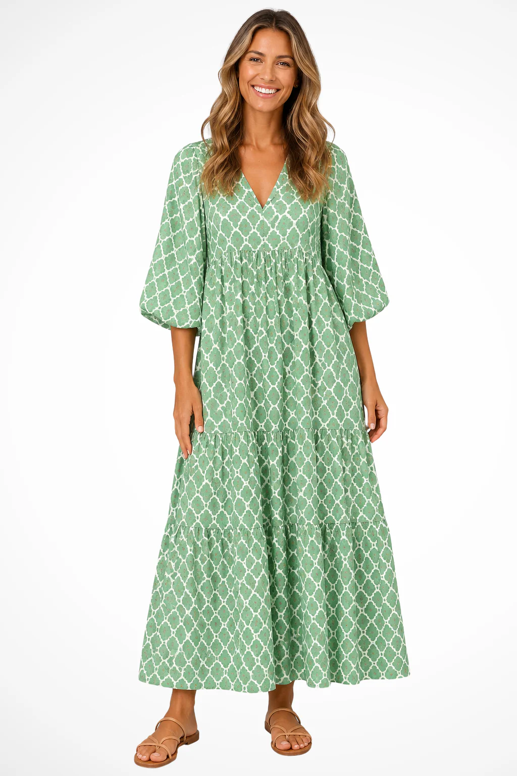 Imogen | Women V Neck Boho Tiered Maxi Summer Dress - Image 4