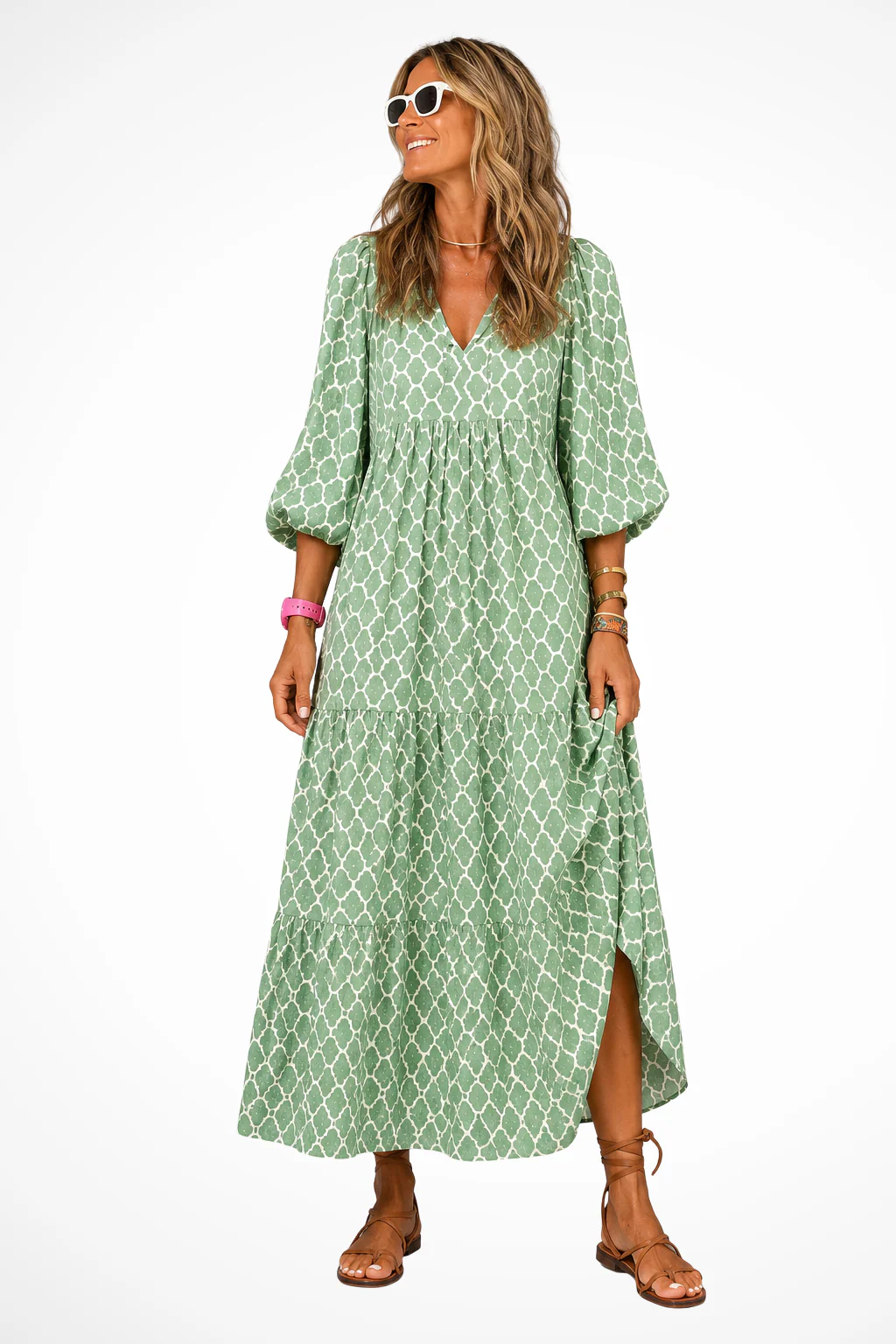 Imogen | Women V Neck Boho Tiered Maxi Summer Dress - Image 5