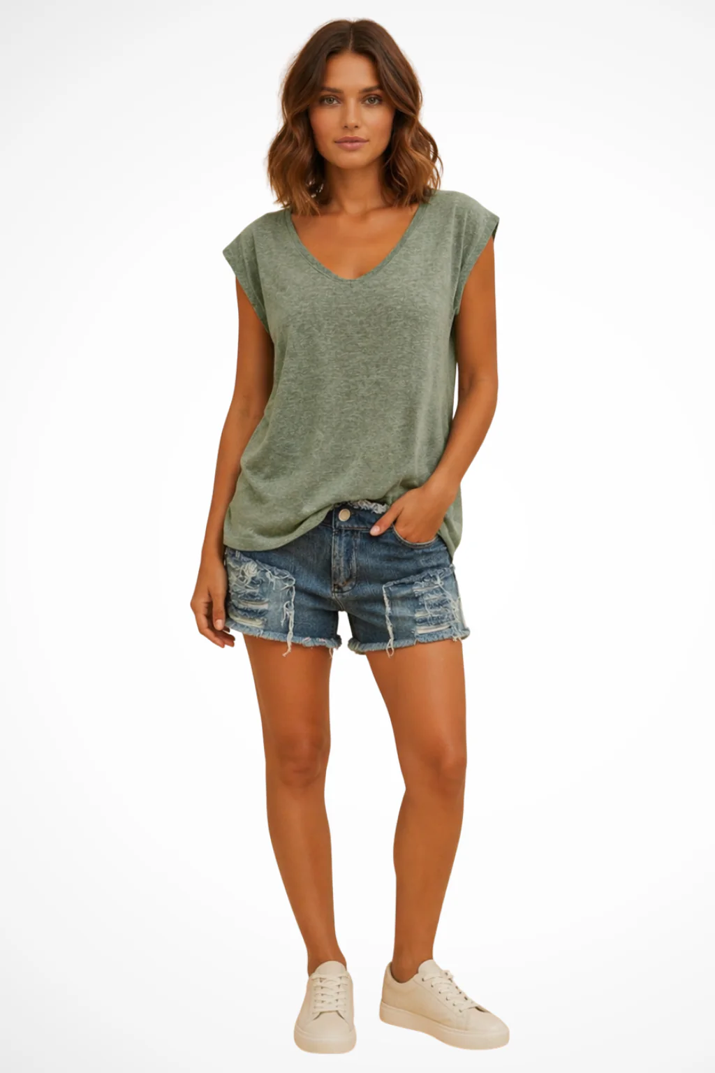 Imogen | Women V Neck Relaxed Fit Sleeveless Cami Top - Image 3