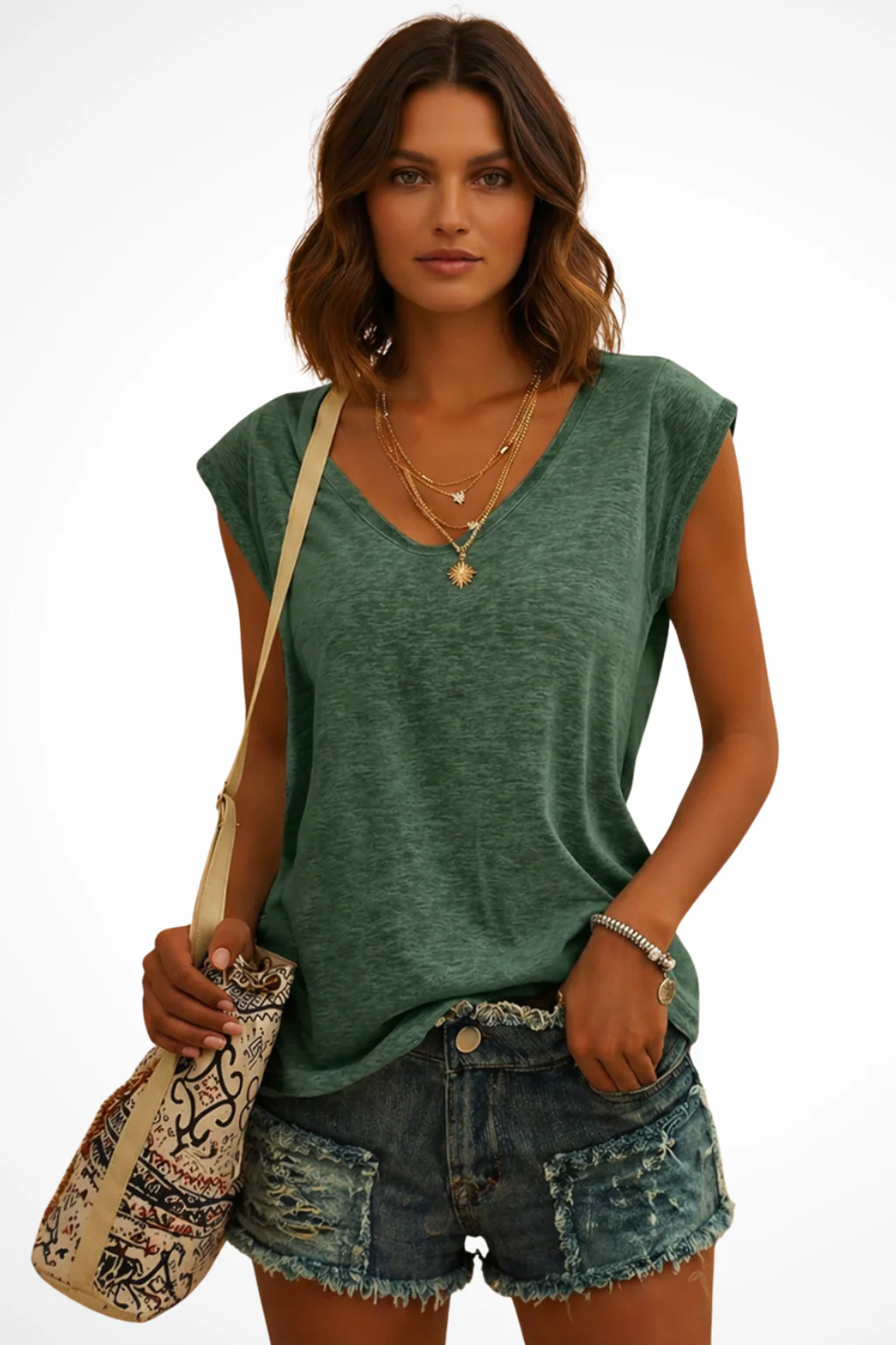 Imogen | Women V Neck Relaxed Fit Sleeveless Cami Top - Image 6