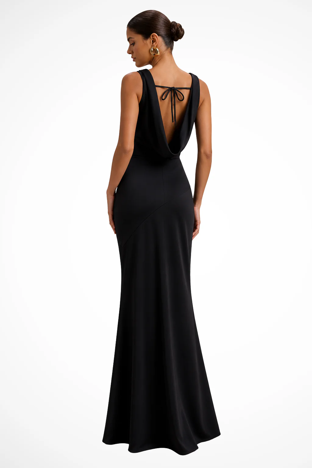 Isadora | Women Satin Cowl Neck Fitted Wedding Guest Maxi Dress - Image 6