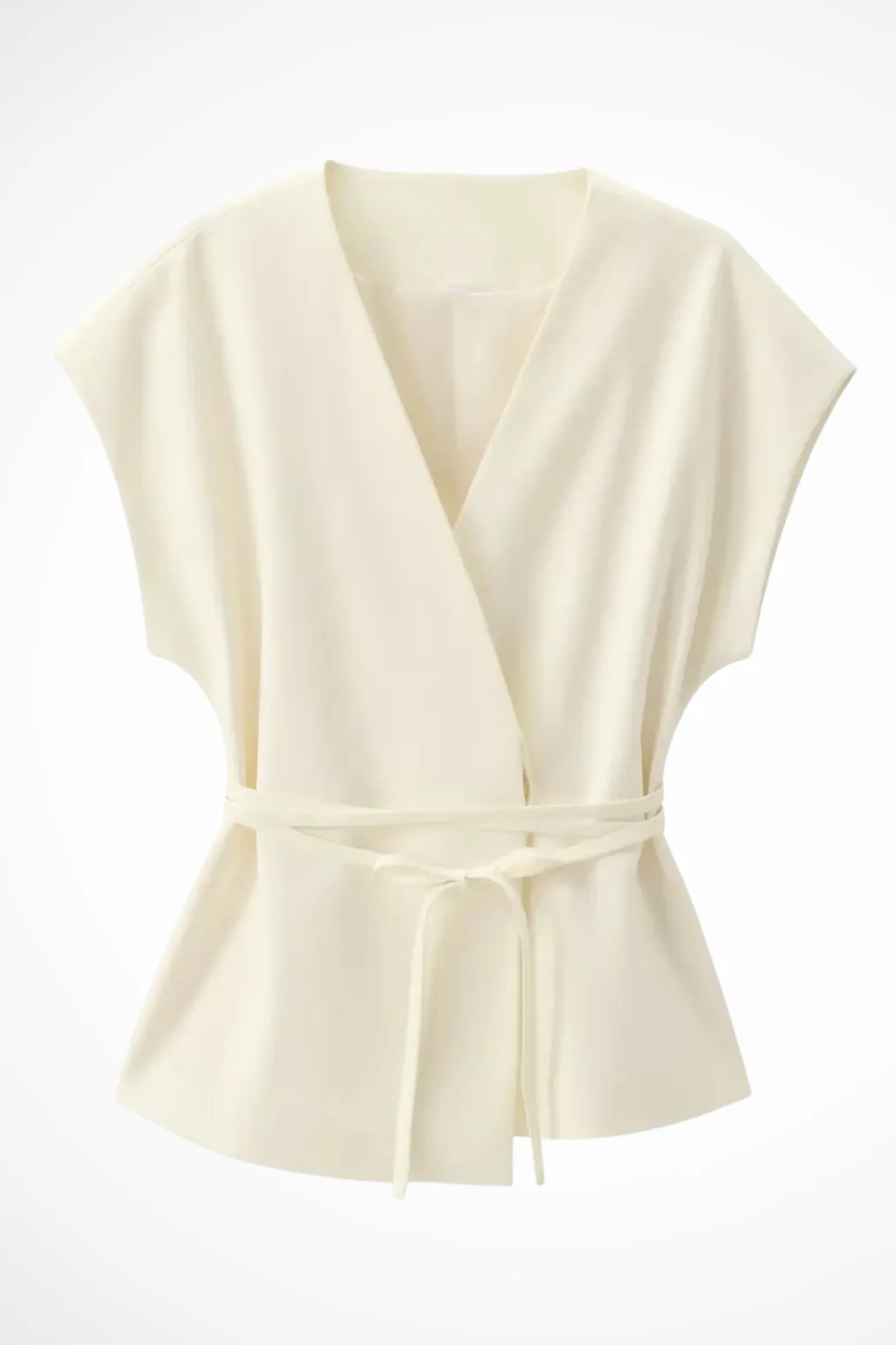 Isadora | Women Sleeveless Belted Wrap Top and Wide Leg Linen Trousers Suit Set - Image 14