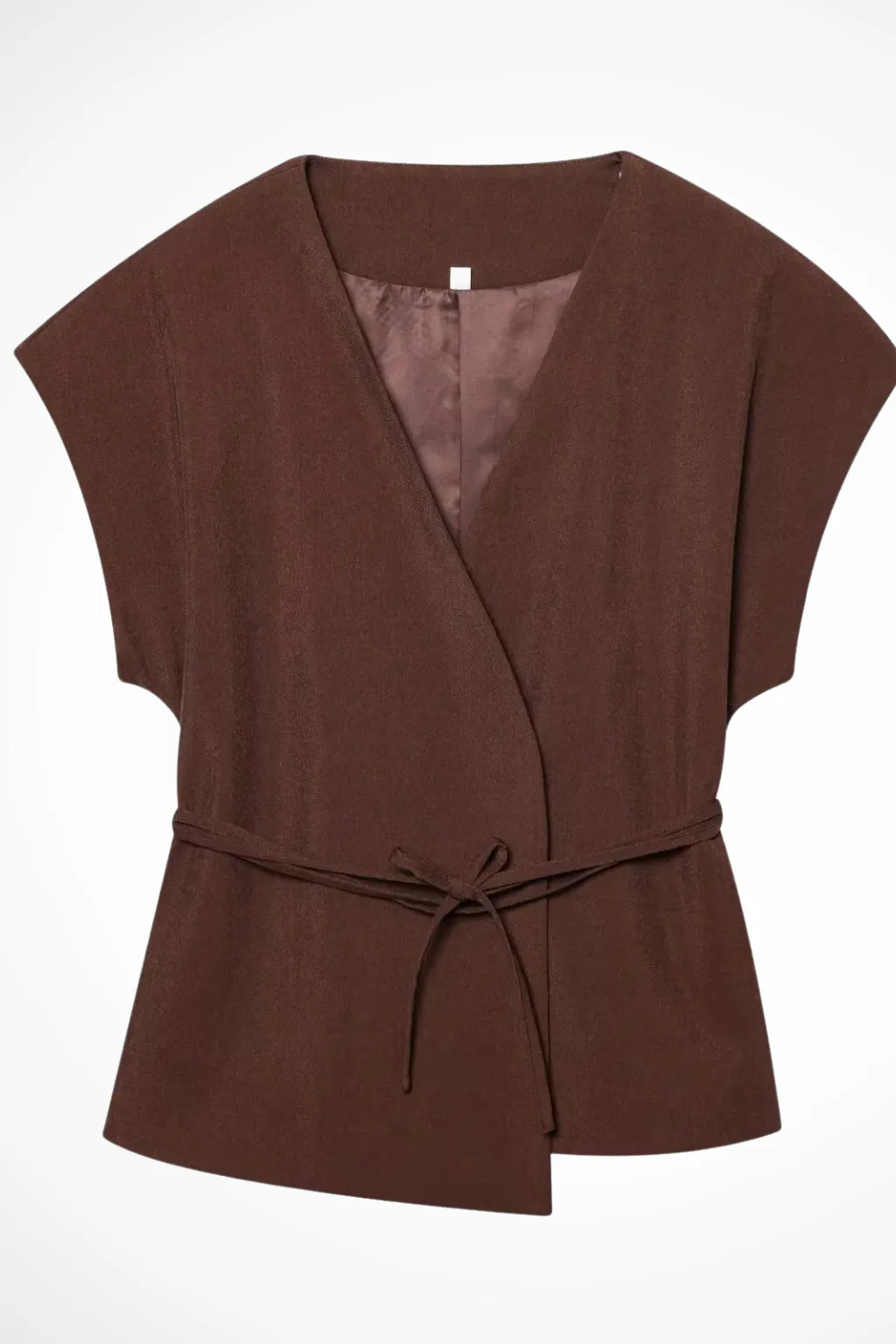 Isadora | Women Sleeveless Belted Wrap Top and Wide Leg Linen Trousers Suit Set - Image 22
