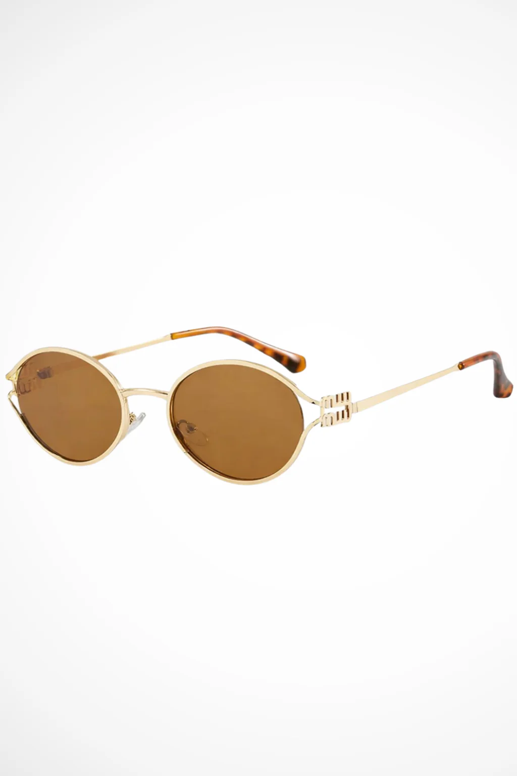 Isobel | Women Small Oval Gold Metal Frame Sunglasses - Image 2