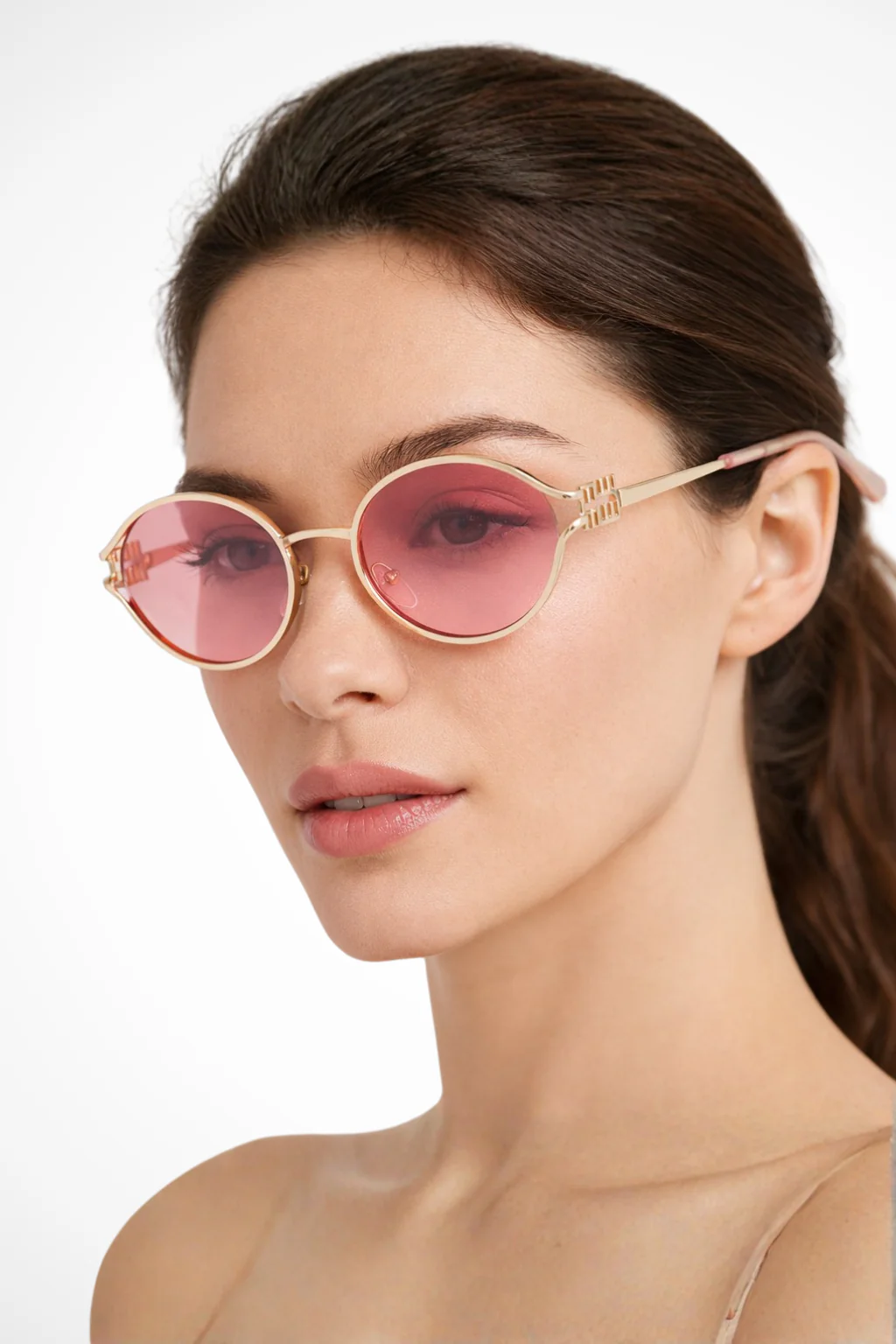 Isobel | Women Small Oval Gold Metal Frame Sunglasses - Image 5
