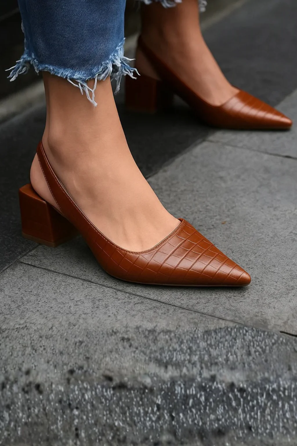 Lila | Women Low Heel Slingback Pointed Toe Pumps - Image 6