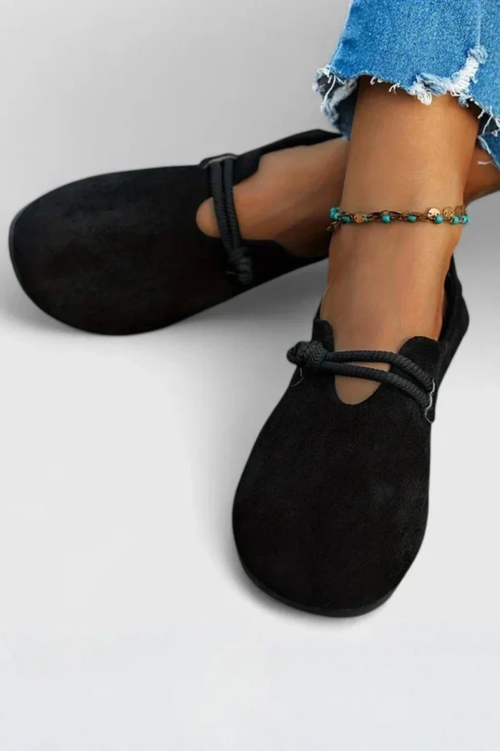 Joanna | Women Round Toe Rope Tie Suede Flat Ballet Flats - Image 6