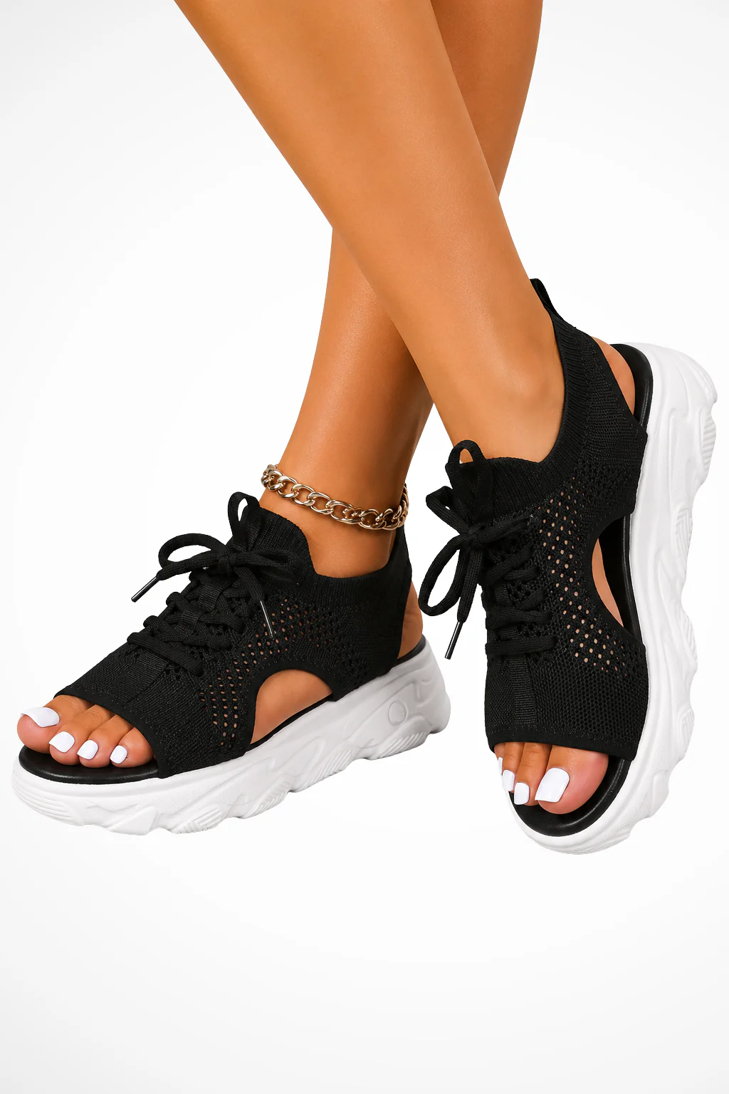 Juno | Women Orthopedic Knit Lace Up Athletic Sandals - Image 2