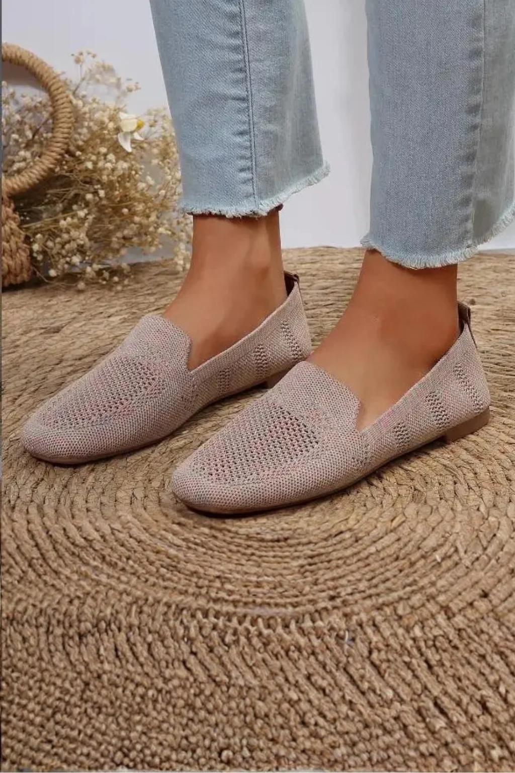 Laurentia | Women Square Toe Knit Mesh Slip On Ballet Flats - Image 18