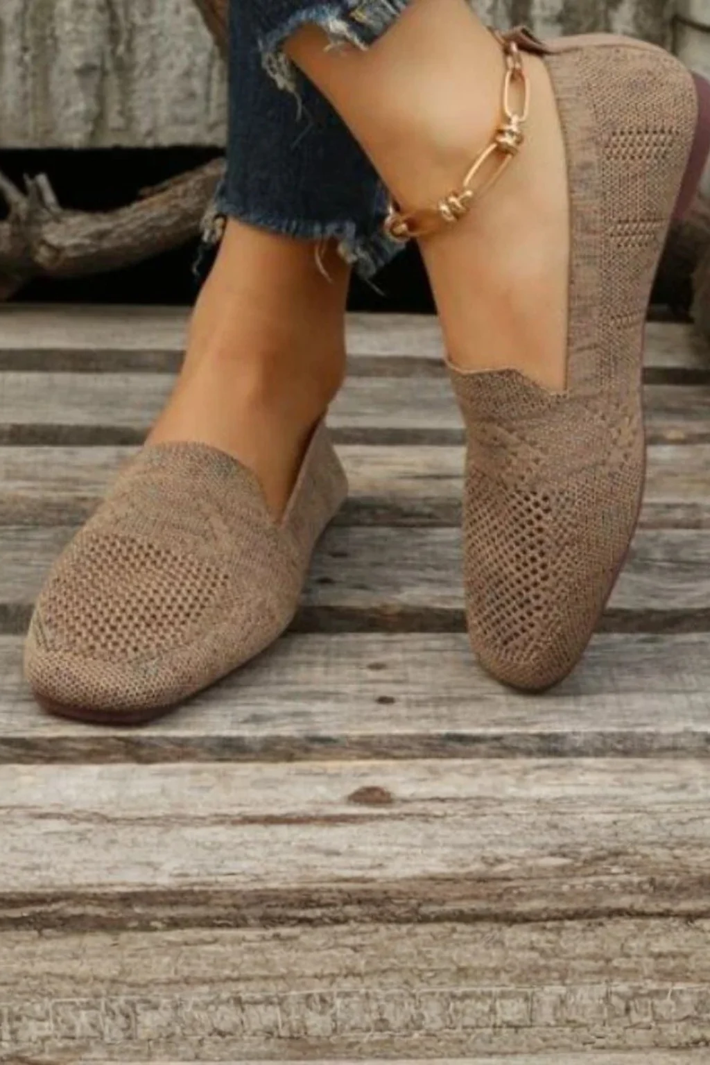 Laurentia | Women Square Toe Knit Mesh Slip On Ballet Flats - Image 7