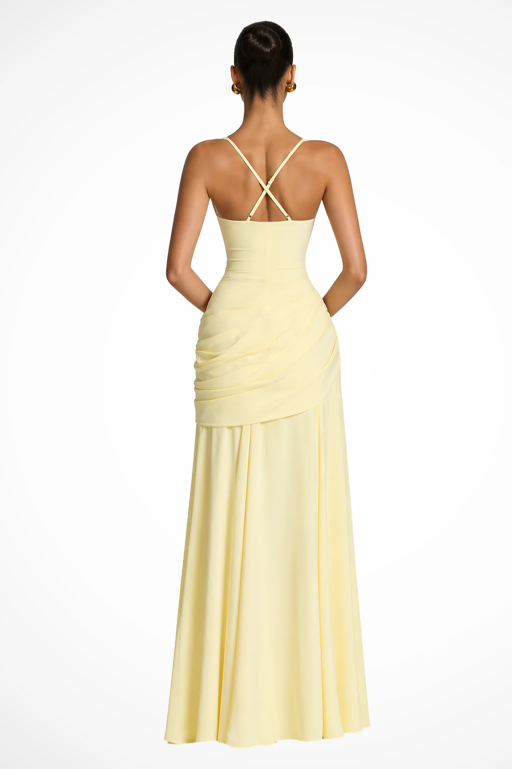 Lavinia | Women Square Neck Ruched Wedding Guest Maxi Dress with Side Slit - Image 3