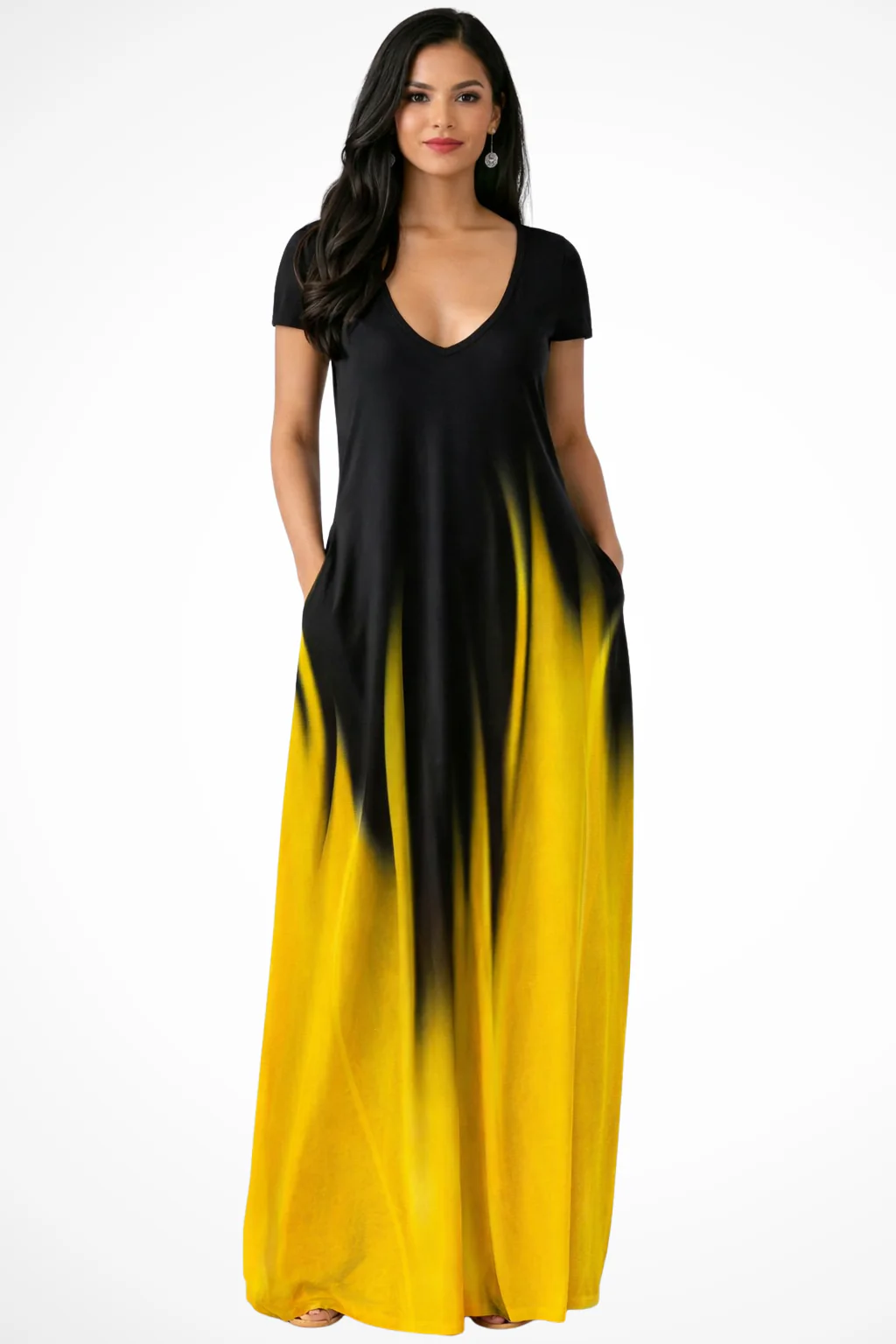 Lenora | Women Ombre V Neck Short Sleeve Casual Maxi Dress - Image 11