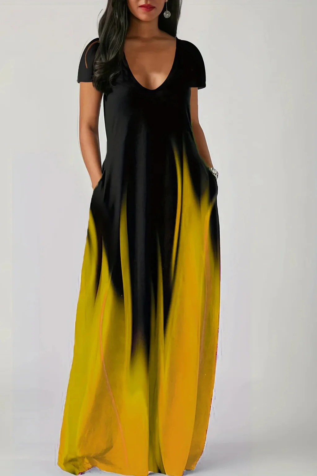 Lenora | Women Ombre V Neck Short Sleeve Casual Maxi Dress - Image 12