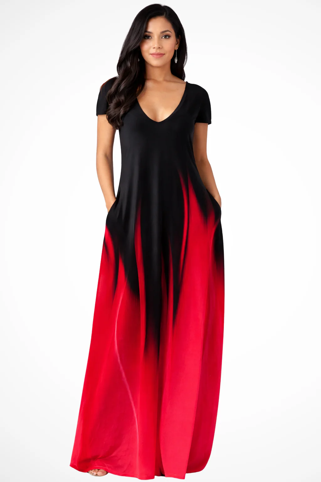 Lenora | Women Ombre V Neck Short Sleeve Casual Maxi Dress - Image 7