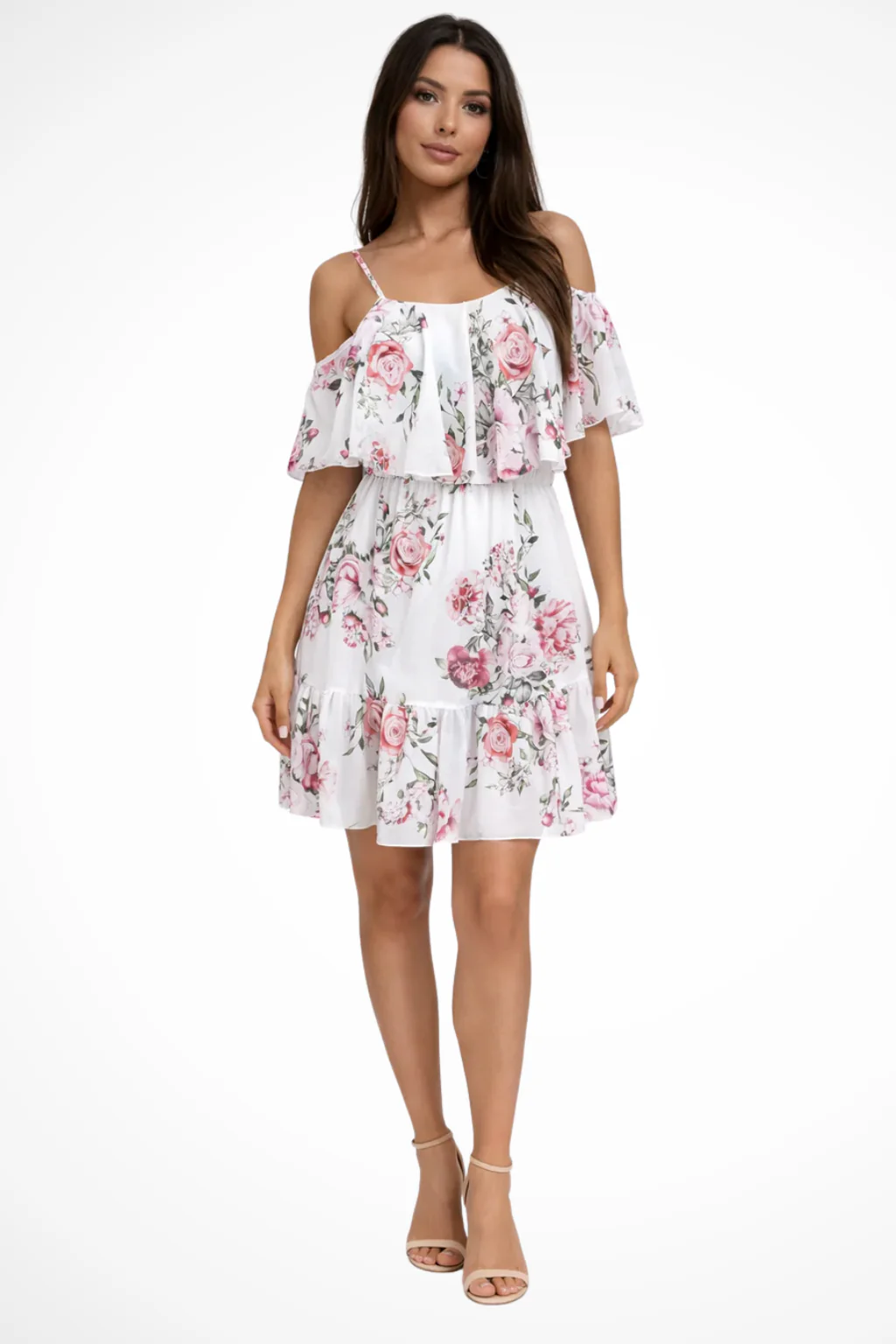 Lila | Women Off Shoulder Floral Chiffon Ruffle Mini Boho Dress - Image 4
