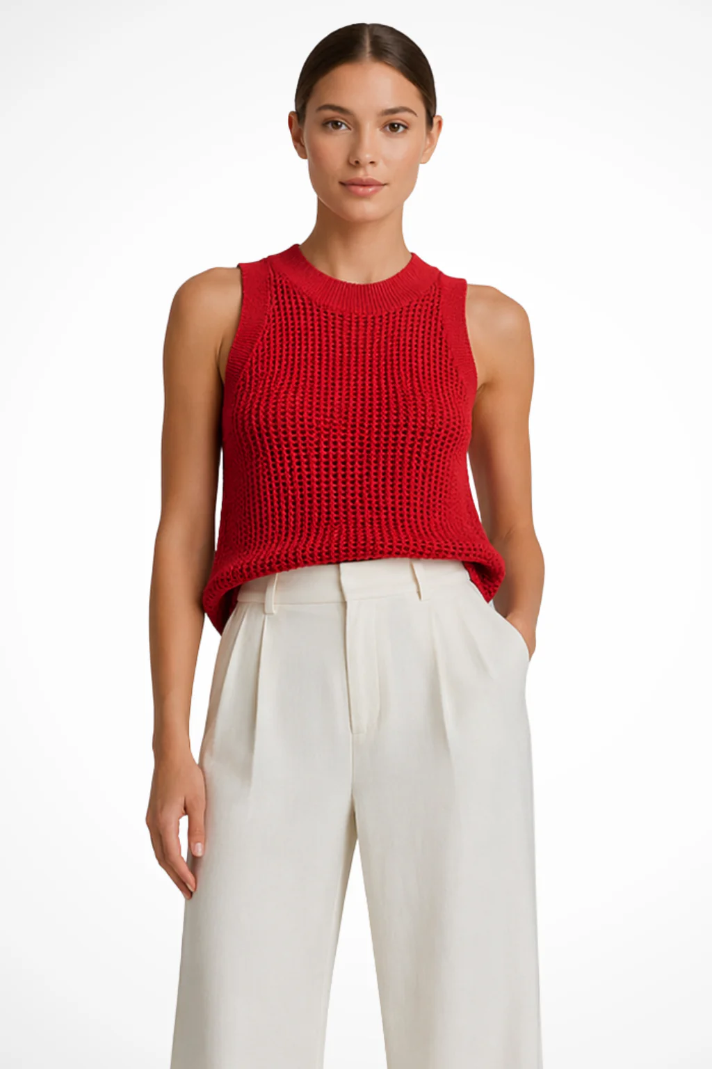 Lillian | Women Crochet Sleeveless Cropped Knit Top - Image 4