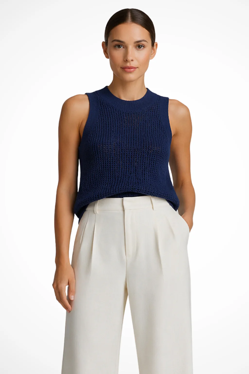 Lillian | Women Crochet Sleeveless Cropped Knit Top - Image 5
