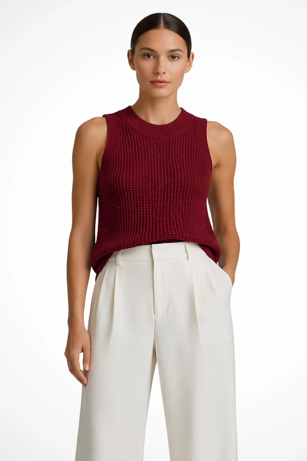 Lillian | Women Crochet Sleeveless Cropped Knit Top - Image 6