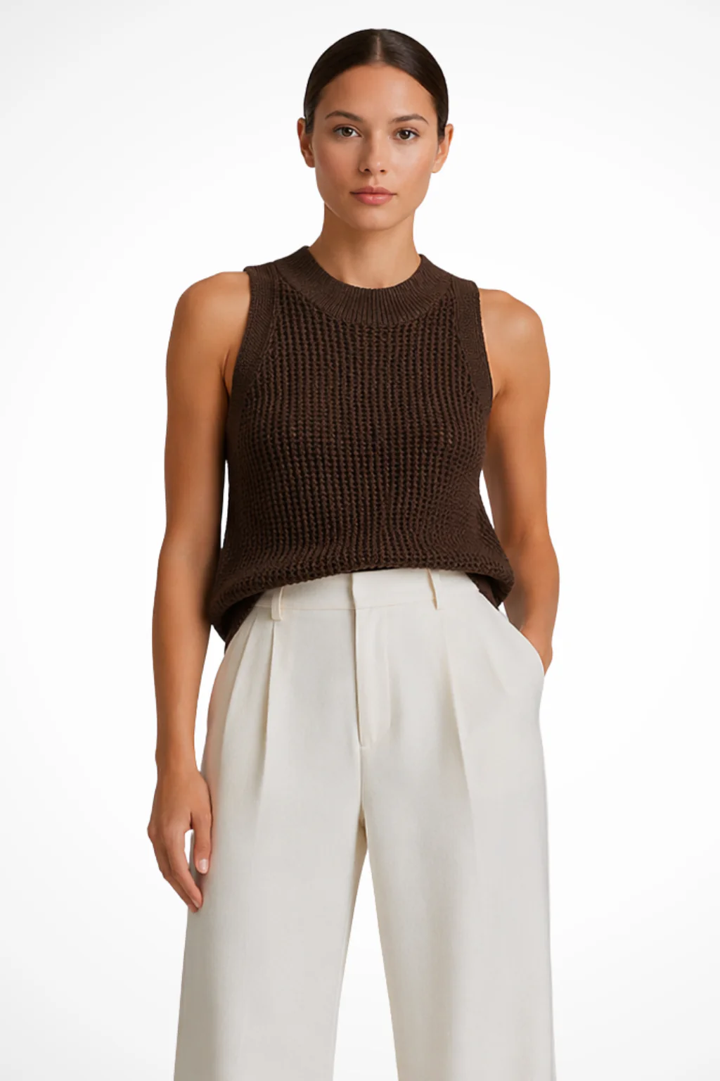 Lillian | Women Crochet Sleeveless Cropped Knit Top - Image 7
