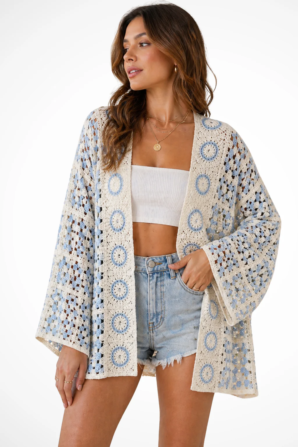 Lysandra | Women Long Sleeve Plaid Crochet Summer Cardigan - Image 4
