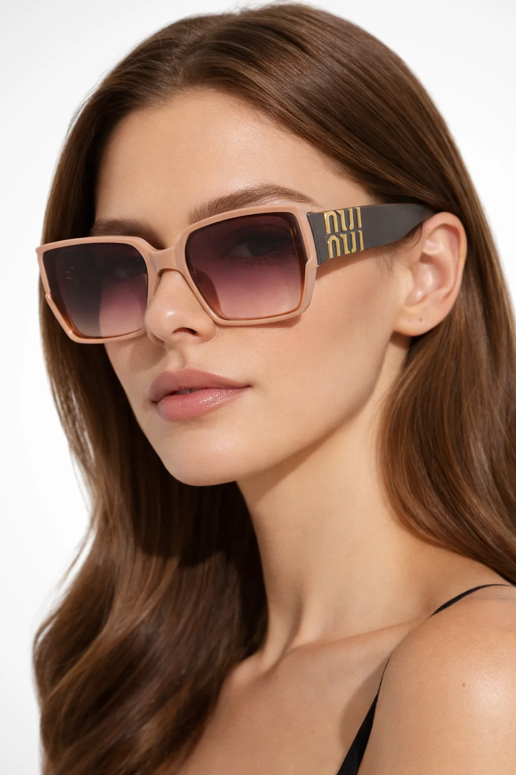 Lysandra | Women Oversized Square Gold Detail Sunglasses - Image 7