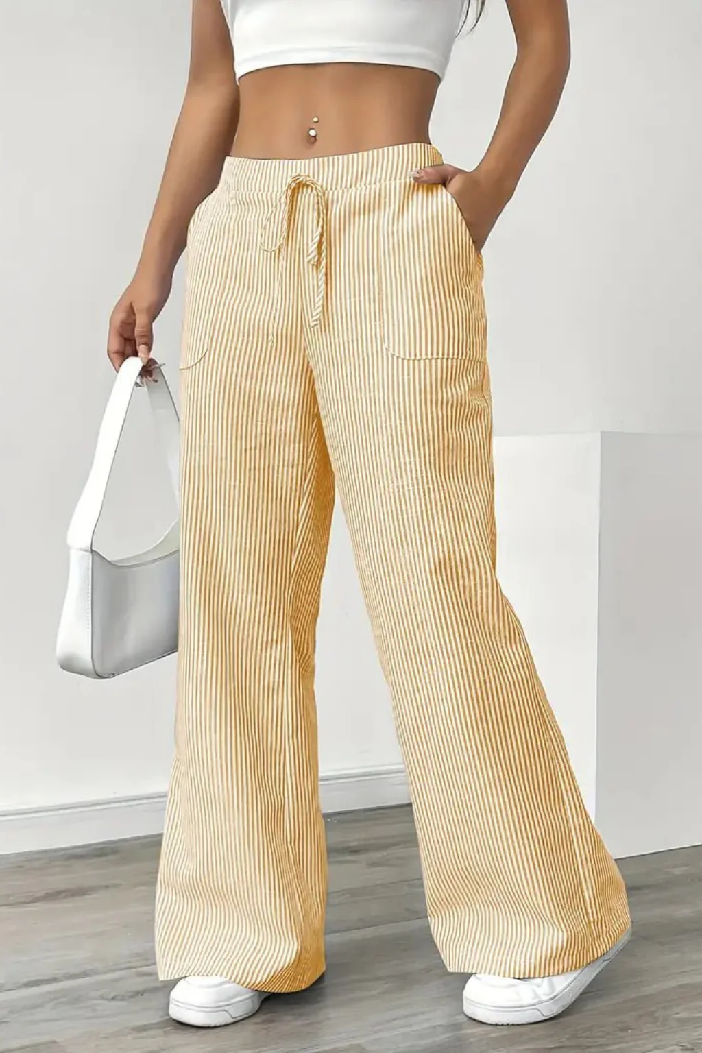 Lysandra | Women Striped Wide Leg Trousers with Drawstring Waist - Image 20