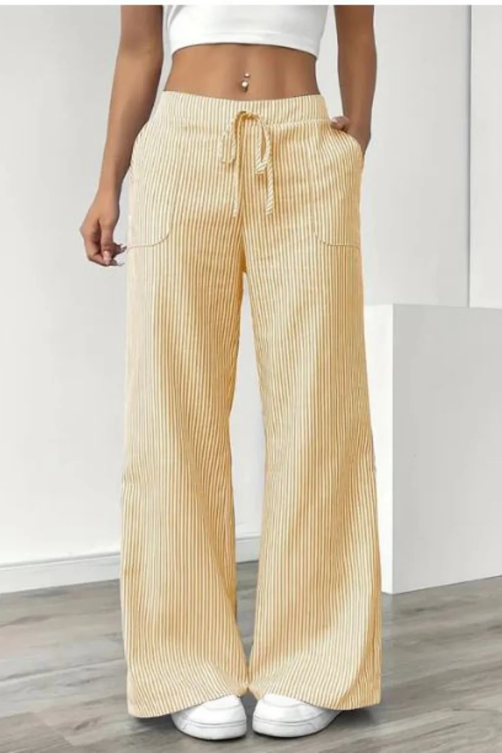 Lysandra | Women Striped Wide Leg Trousers with Drawstring Waist - Image 21